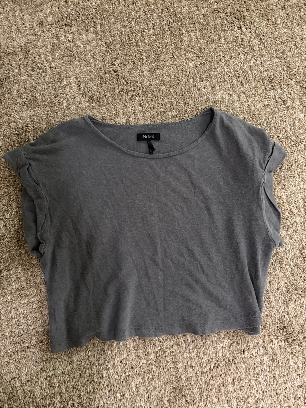 Nollie Charcoal Gray Cropped Crewneck Tee